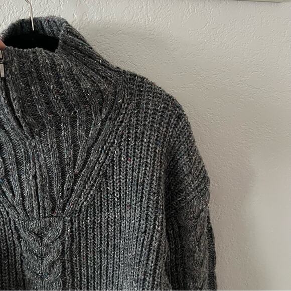 Prana Laurel Creek Quarter Zip Cable Sweater in Speckled Charcoal - Picture 8 of 11
